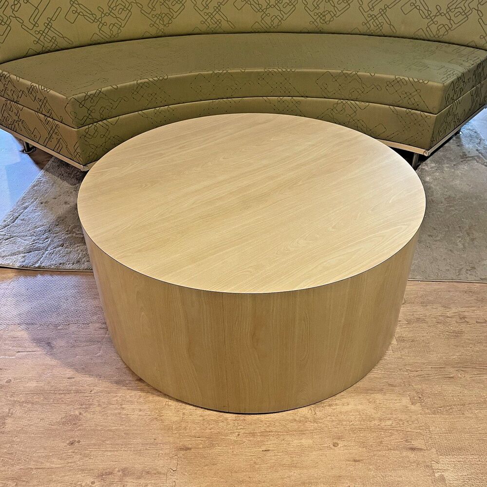 36.5”x16” Round Wood Coffee Table Natural White Oak Modern Home Office Furniture